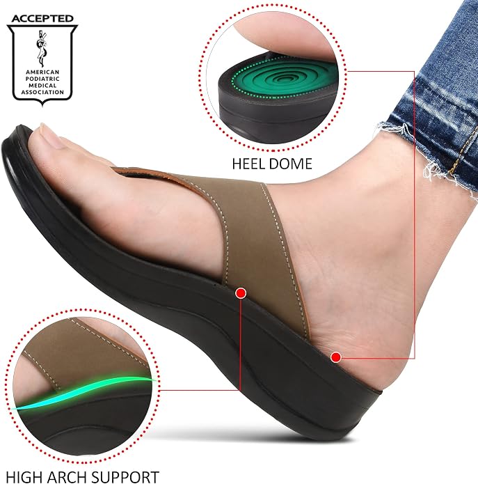 Aerothotic Women's Comfortable Arch Support Sandal, Shale, Khaki (L0817) 