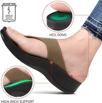 Aerothotic Women's Comfortable Arch Support Sandal, Shale, Khaki (L0817) 