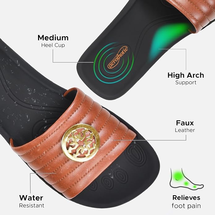 Aerothotic - Orthopedic Casual Slides For Women, OTIS - Tan (L0353)