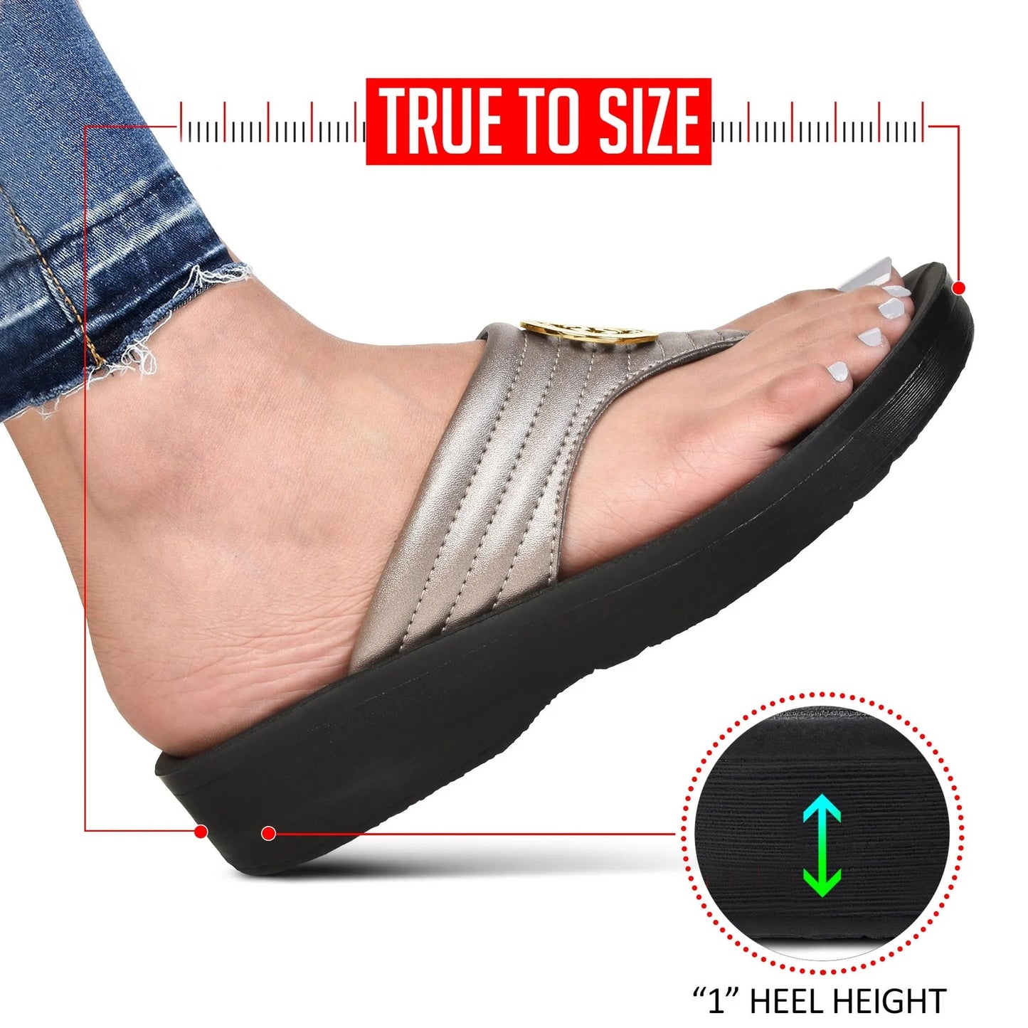 Aerothotic - Women's Walking Thong Sandals, Idelle - Brown (L0360)
