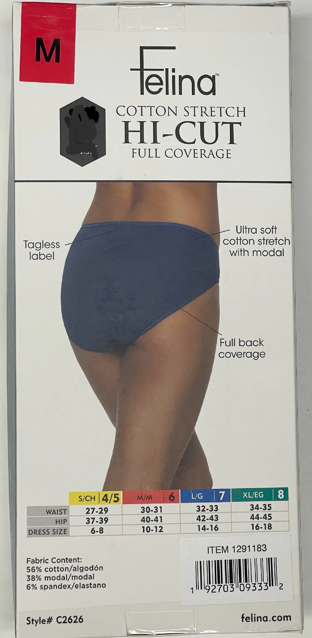 Felina Ladies' Hi-Cut, Assorted colors (6-pack)