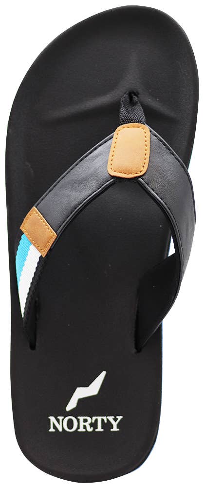 NORTY Men's Sandals, Outdoor & Indoor Flip Flop Thong Shoe (Black/Blue) - (11041)