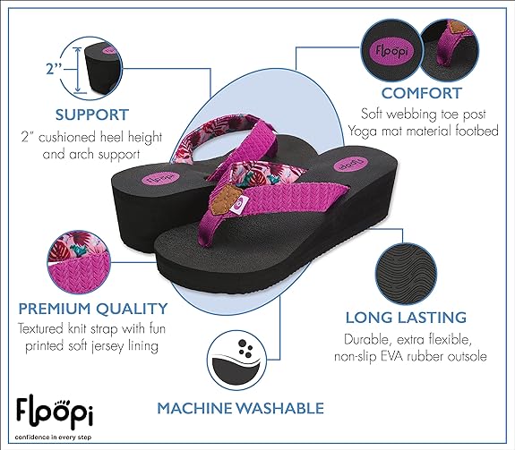 Floopi Womens Anna Wedge Yoga Mat Thong Flip Flop (519)