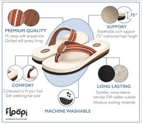 Floopi Women's Zoey Thong Flip Flop (Tan Brown 520)