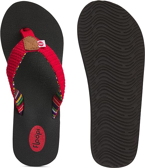 Floopi Womens Anna Wedge Yoga Mat Thong Flip Flop (Red 519)
