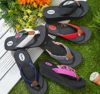 Floopi Womens Anna Wedge Yoga Mat Thong Flip Flop (Navy 519)