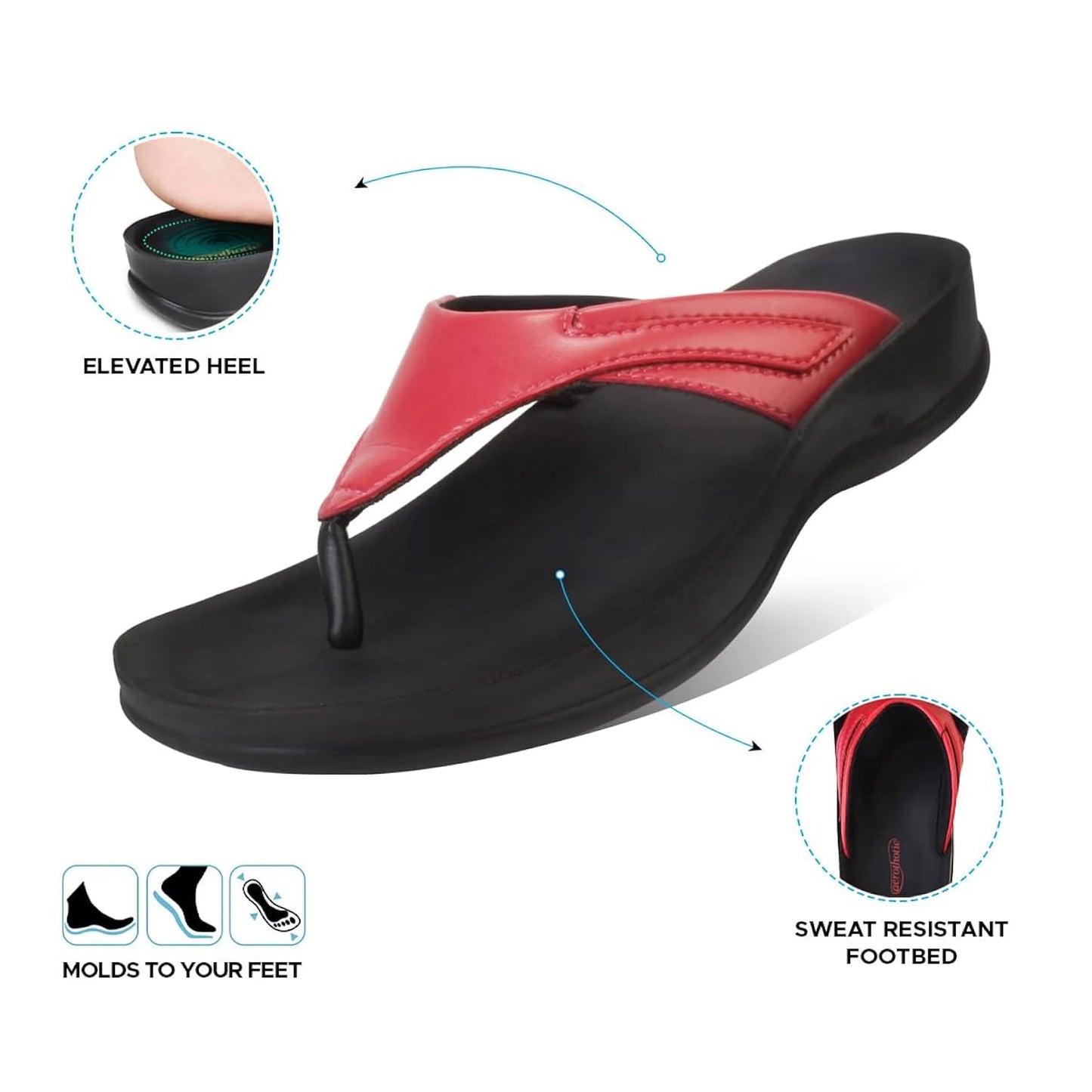Aerothotic Women's All-Day Wear Sandal, Comfortable, Algiz, Red (L1501)