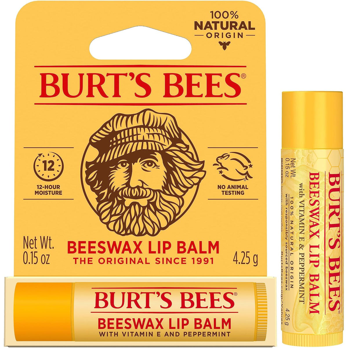 Burt's Bees 100% Natural Origin Moisturizing Beeswax Lip Balm