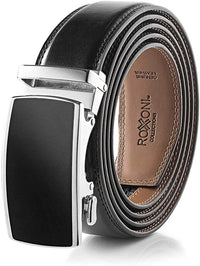 Roxoni Ultra Soft Geniune Leather Rachet Rectangular Prism Dress Belt
