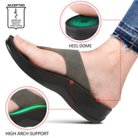 Aerothotic Women's Comfortable Arch Support Sandal, Shale, Grey (L0817)