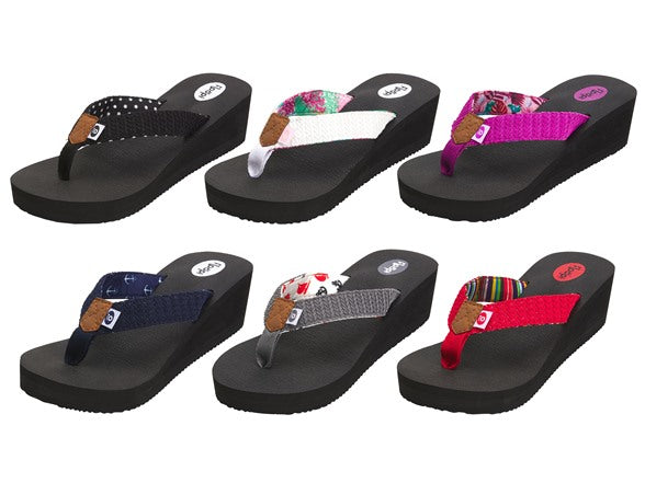 Floopi Womens Anna Wedge Yoga Mat Thong Flip Flop (519)