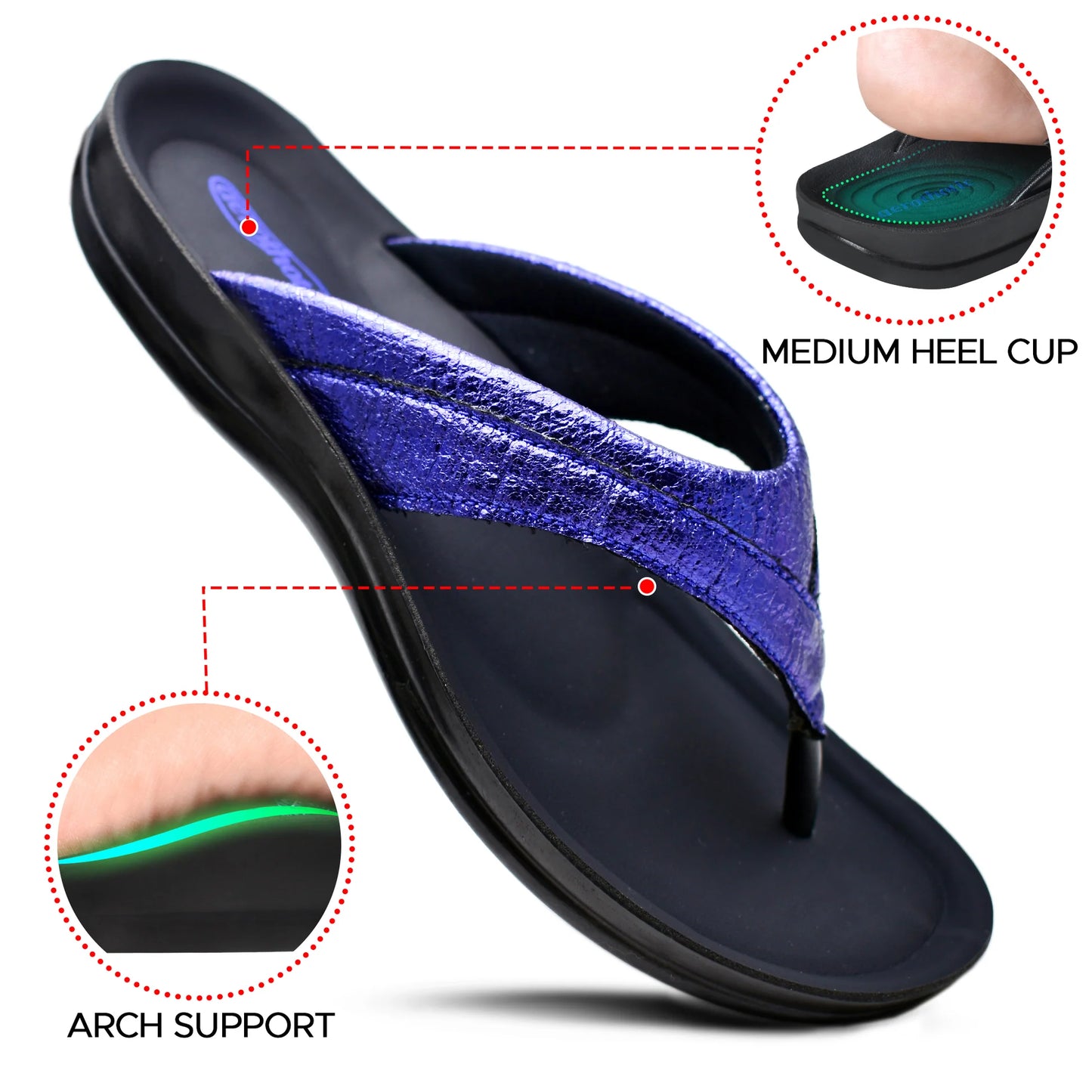 Aerothotic Women's Comfortable Slides, Sela , Blue (L1302)