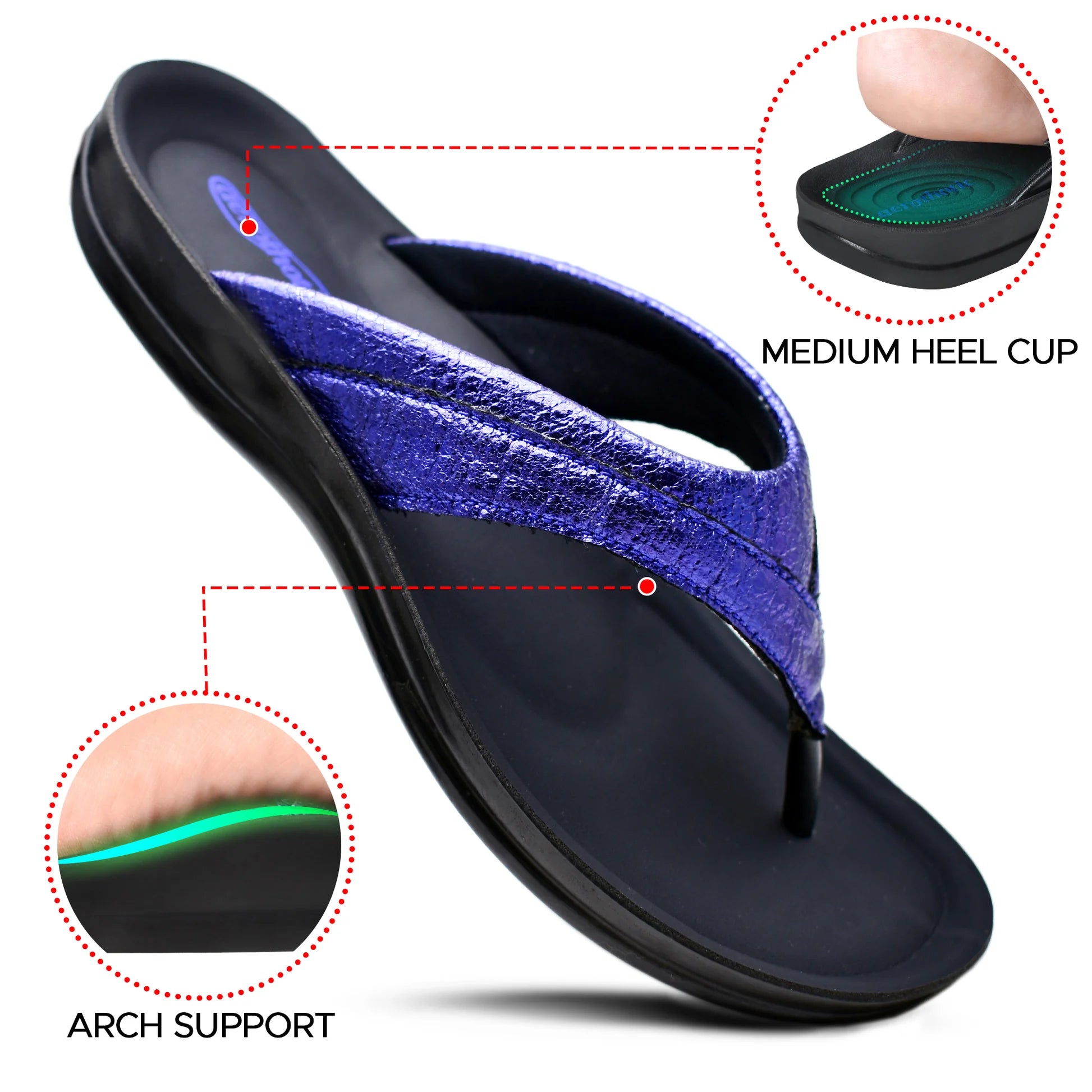 Aerothotic Women's Comfortable Slides, Sela , Blue (L1302)