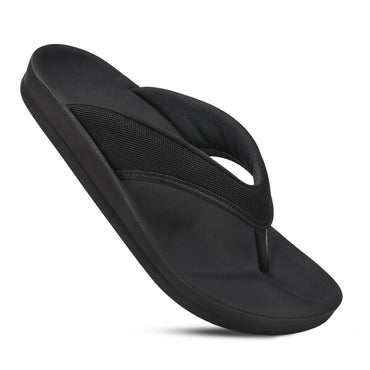 Aerothotic Women's Comfortable Thong Sandal, Enhalus, Black (L0619)
