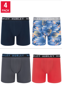 Hurley Men's Mens Boxer Brief, Assorted Colors (4-Pack)