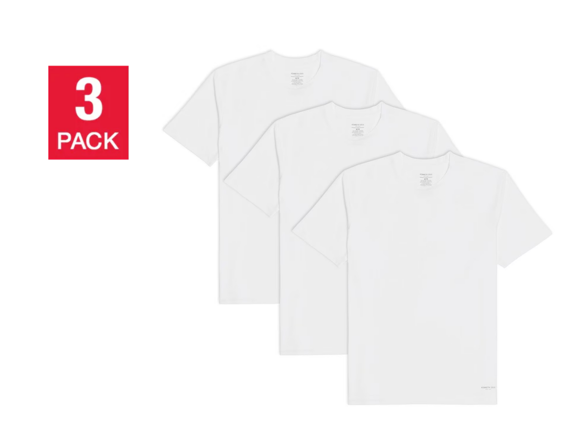 Kenneth Cole Men's Undershirt, White (3-Pack)