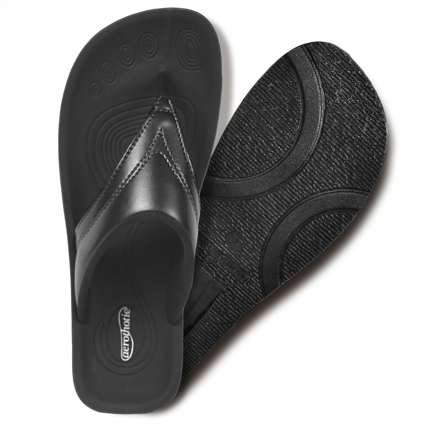 Aerothotic - Ostrya Thong Sandals For Women - Black (L0336)