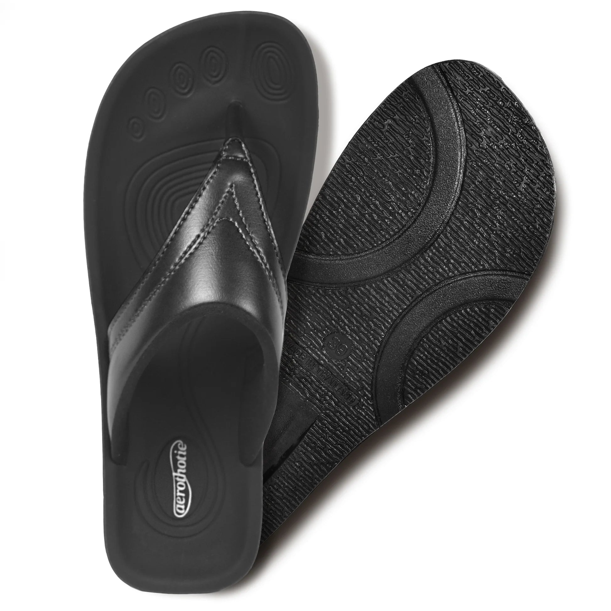 Aerothotic - Ostrya Thong Sandals For Women - Black (L0336)