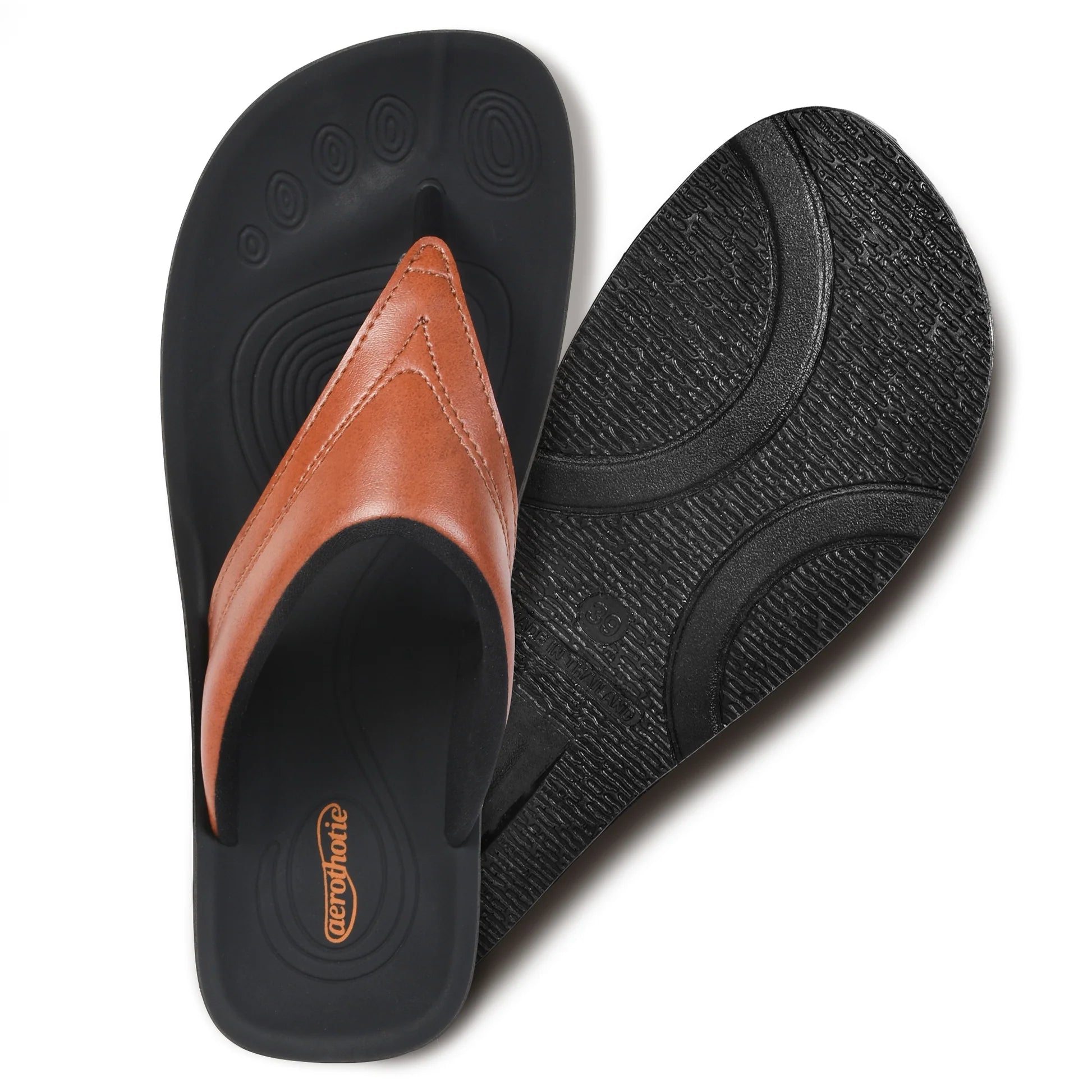 Aerothotic - Ostrya Thong Sandals For Women - Tan (L0336)