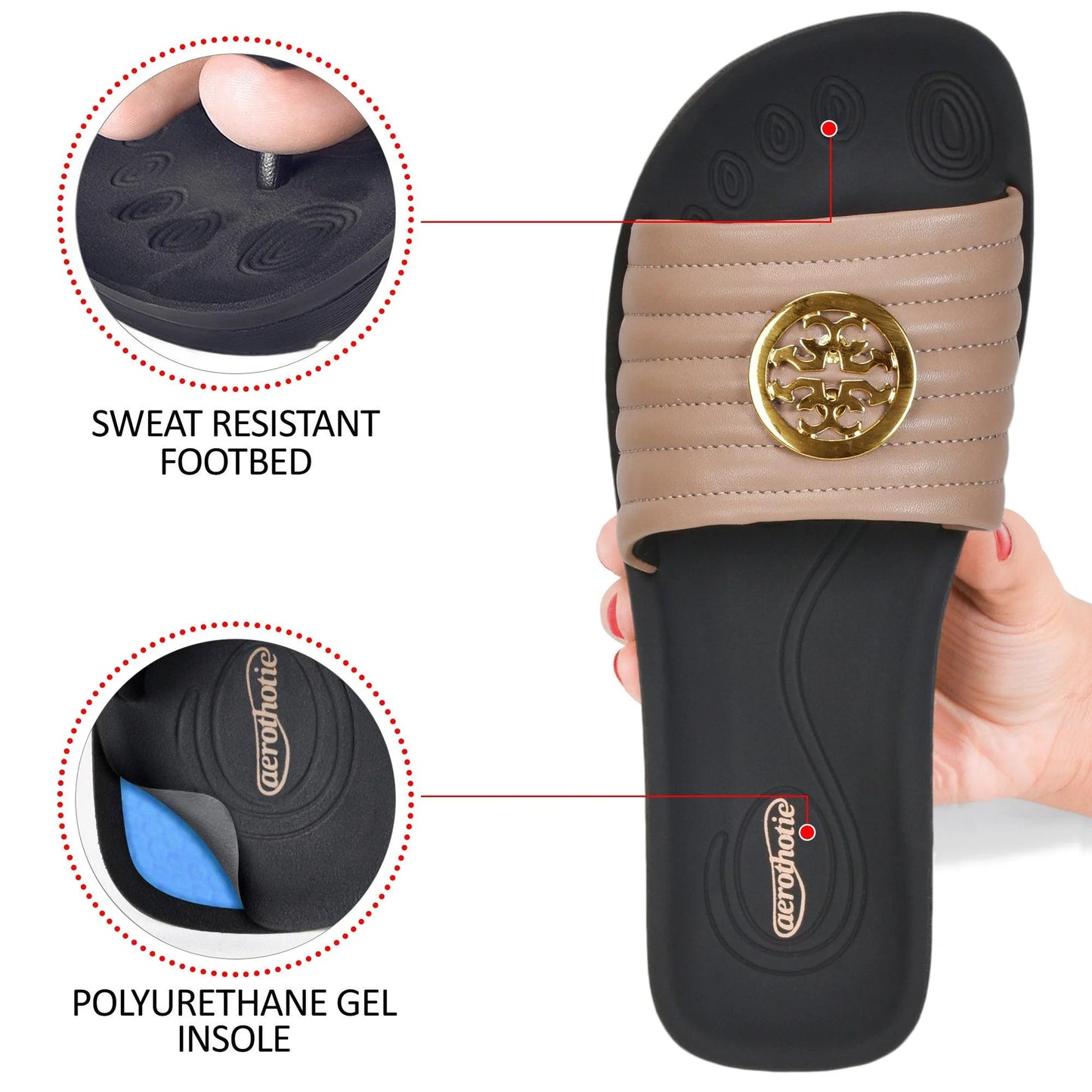 Aerothotic - Orthopedic Casual Slides For Women, OTIS - Beige (L0353)