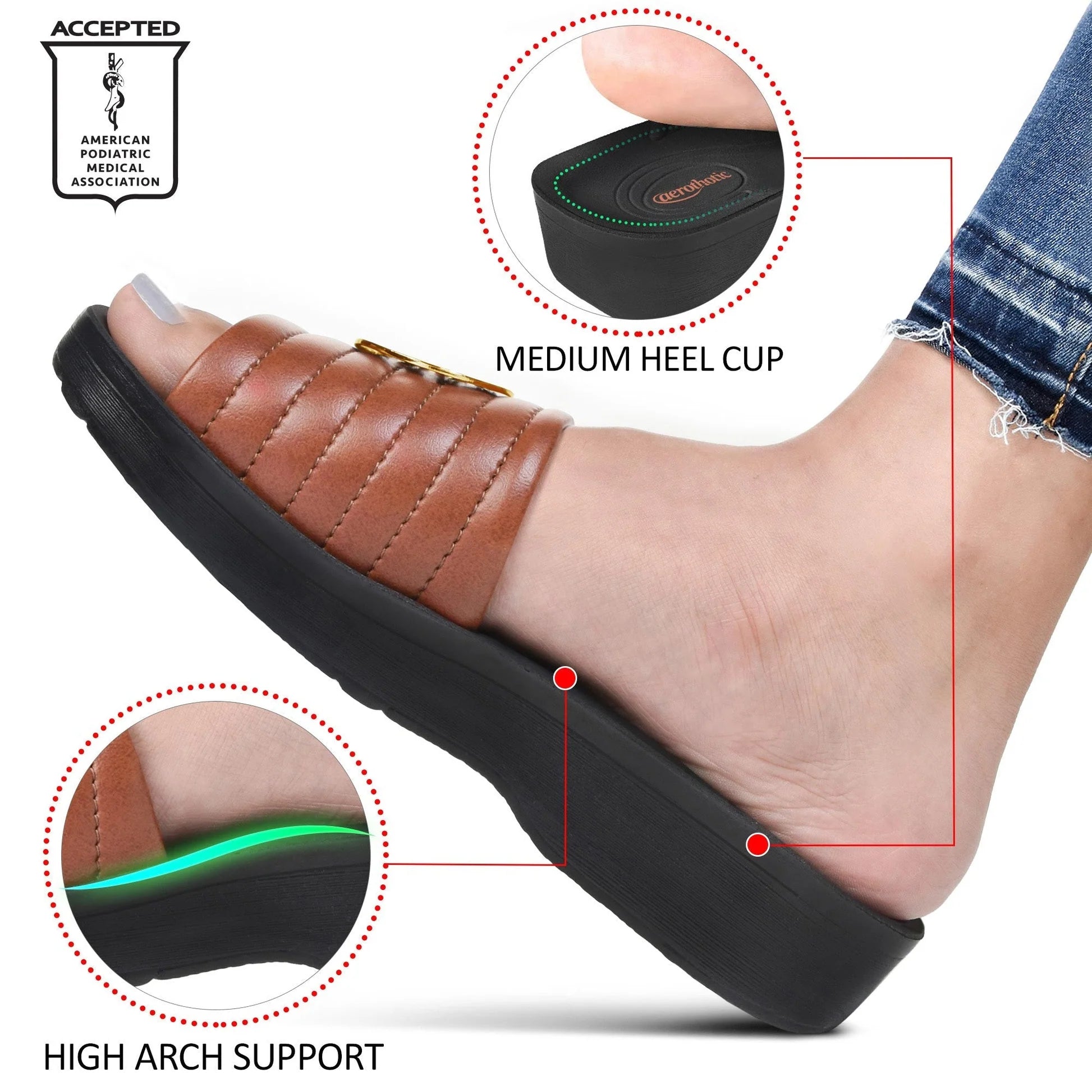 Aerothotic - Orthopedic Casual Slides For Women, OTIS - Tan (L0353)