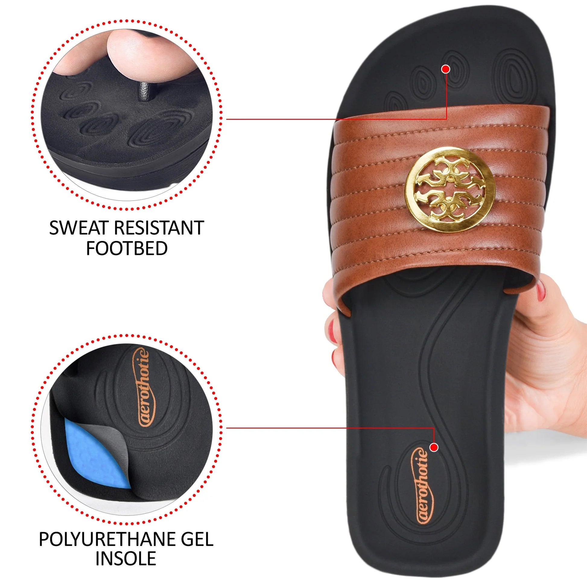 Aerothotic - Orthopedic Casual Slides For Women, OTIS - Tan (L0353)