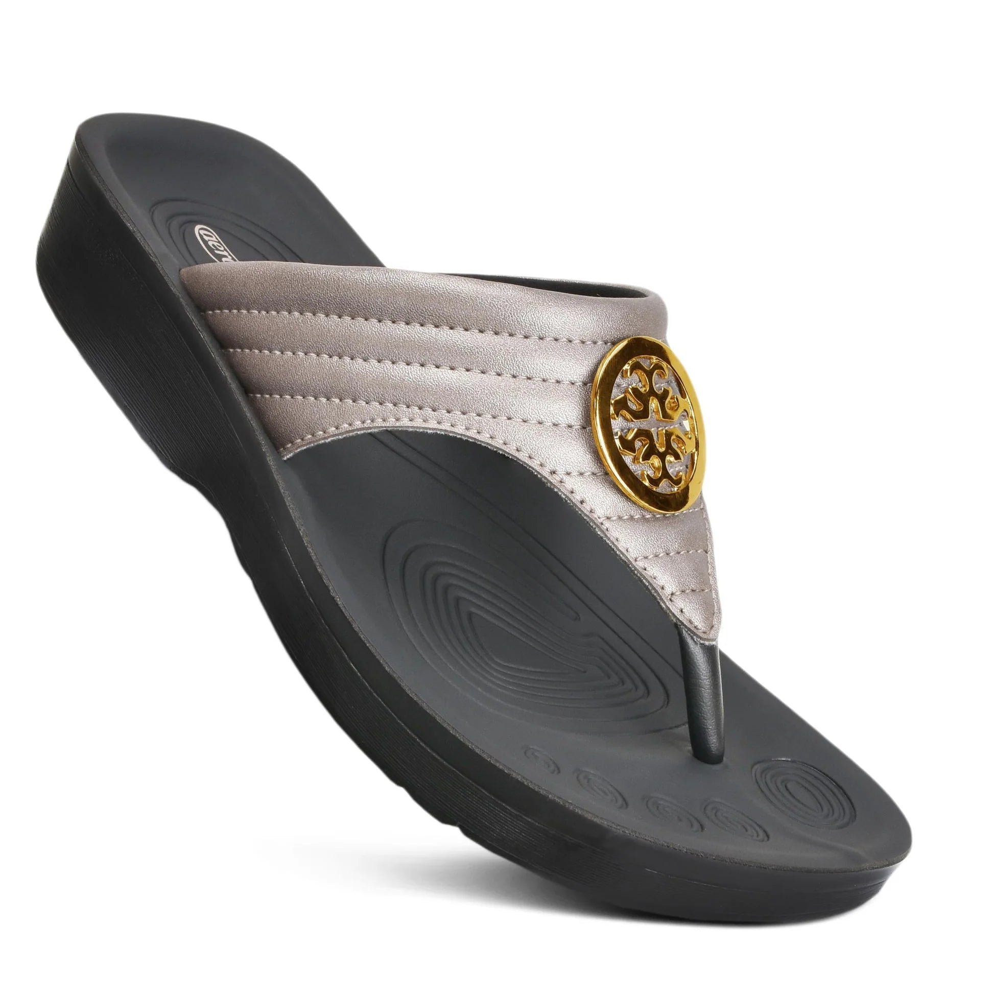 Aerothotic - Women's Walking Thong Sandals, Idelle - Brown (L0360)
