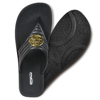 Aerothotic - Women's Walking Thong Sandals, Idelle - Black (L0360)