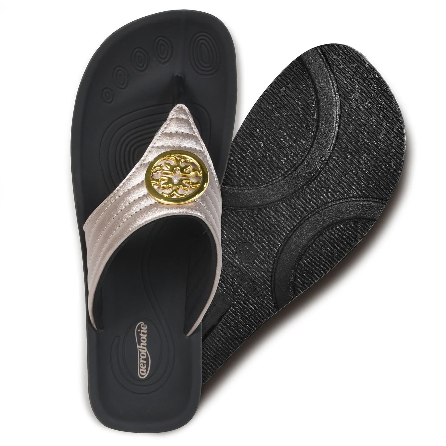 Aerothotic - Women's Walking Thong Sandals, Idelle - Brown (L0360)