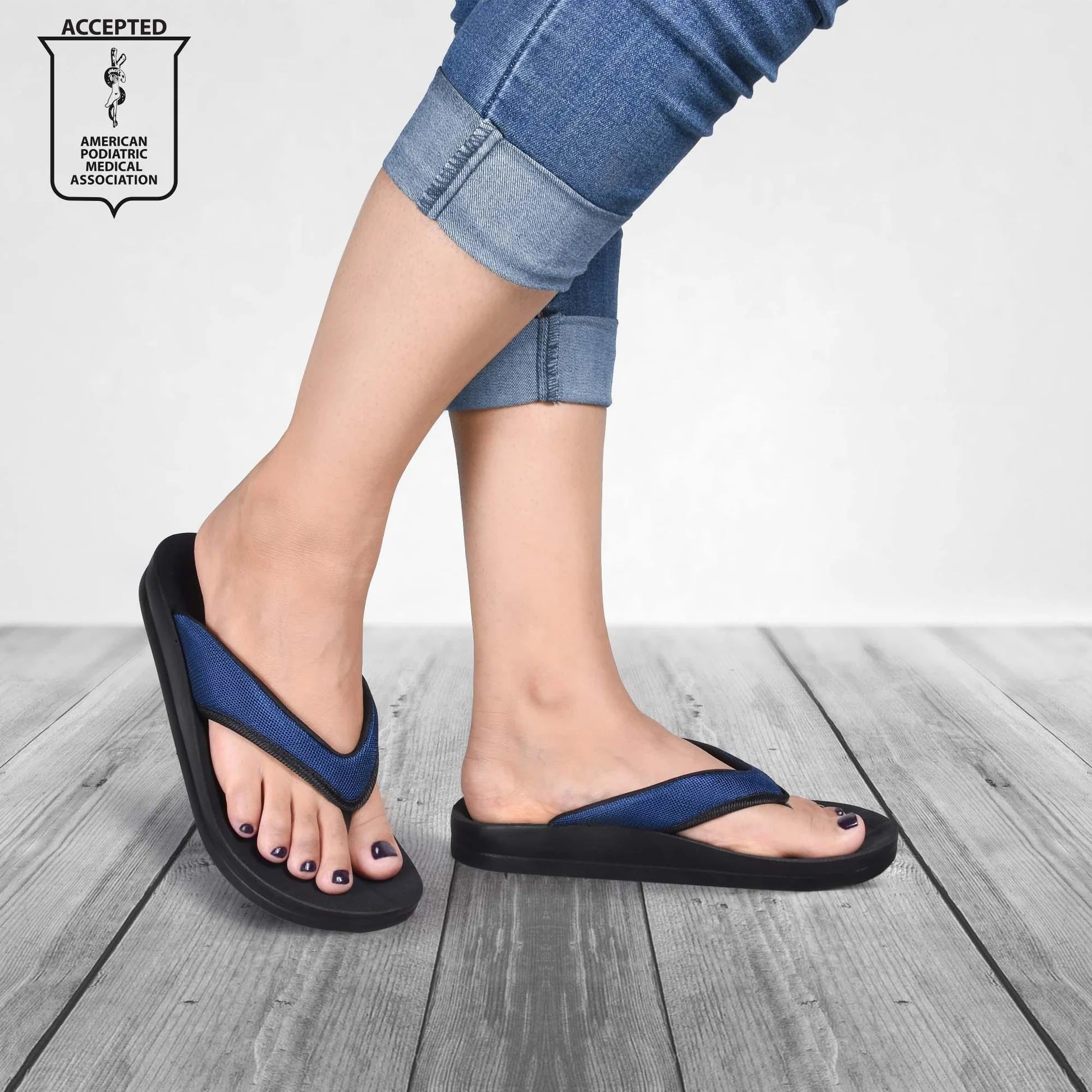 Aerothotic Women's Comfortable Thong Sandal, Enhalus, Navy (L0619)