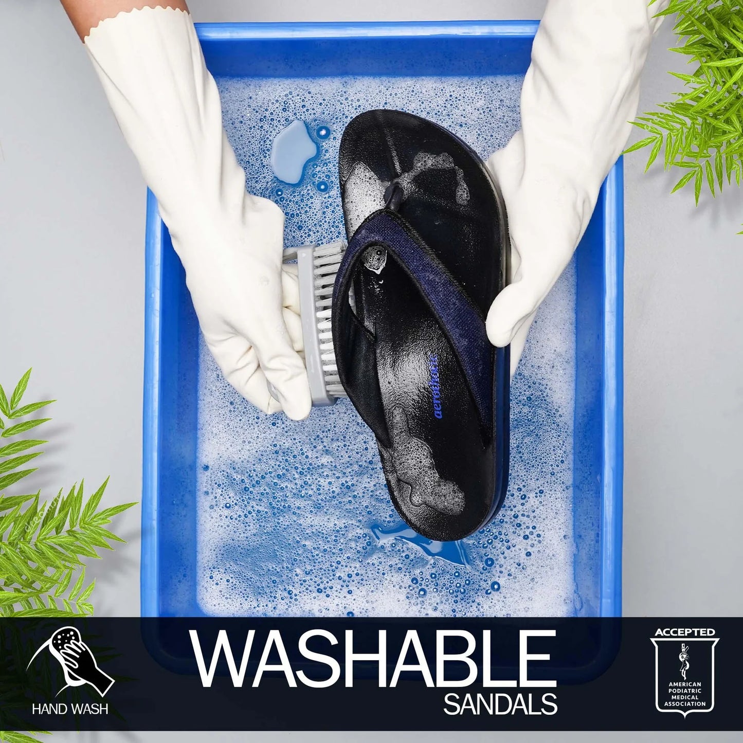 Aerothotic Women's Comfortable Thong Sandal, Enhalus, Navy (L0619)