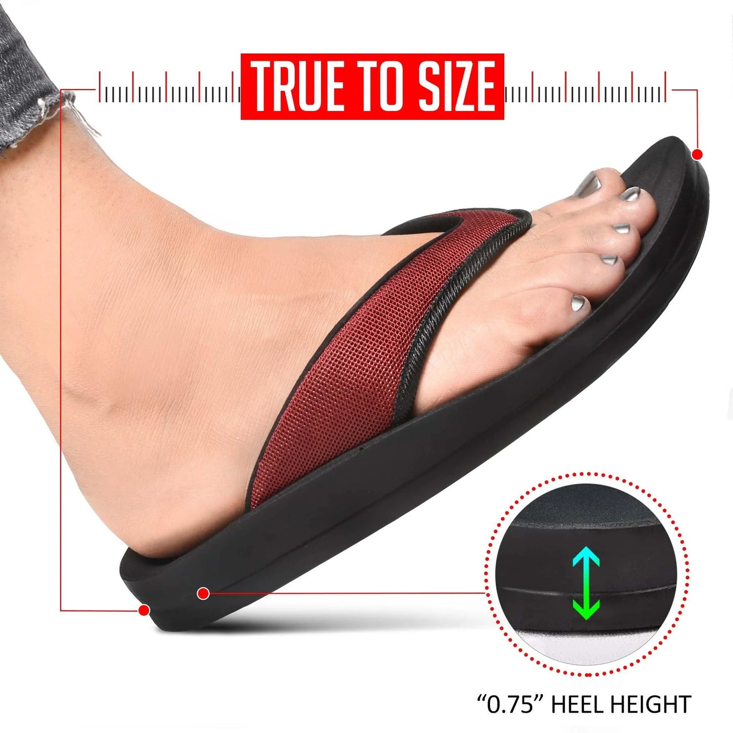 Aerothotic Women's Comfortable Thong Sandal, Enhalus, Wine (L0619)