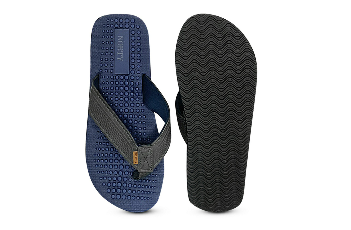 NORTY Men's Sandals for Outdoor & Indoor Flip Flop, (Navy/Grey)