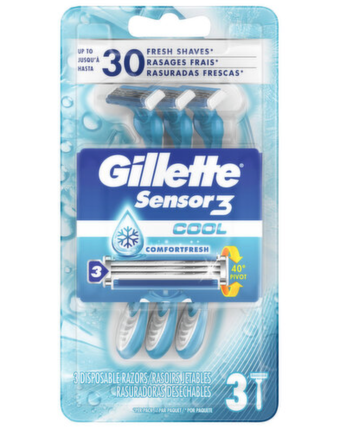Gillette Razors, Disposable, Cool - 3 Each
