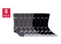 PUMA Mens Crew Socks Moisture Control, Black (8-Pair)