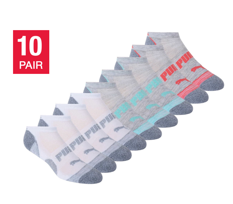 PUMA Women's Cool Max, No Show Sock (6-12) Assorted (10-Pair)