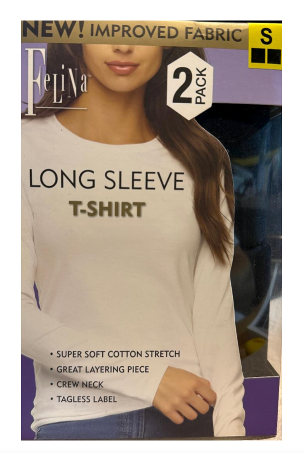 Felina Women's Long Sleeve Layering Crew Neck T-Shirts (2-pack)