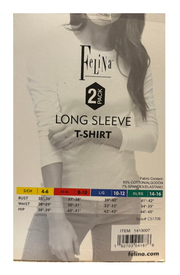 Felina Women's Long Sleeve Layering Crew Neck T-Shirts (2-pack)