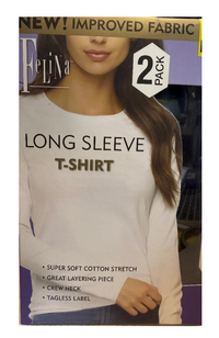 Felina Women's Long Sleeve Layering Crew Neck T-Shirts (2-pack)