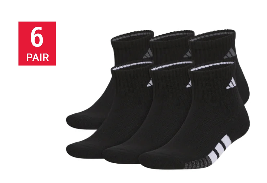 Adidas Men's Quarter Sock, 6-12 (Black) (6-Pair)