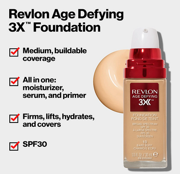 Revlon Age Defying 3X Foundation - 45 Warm Beige