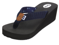 Floopi Womens Anna Wedge Yoga Mat Thong Flip Flop (Navy 519)