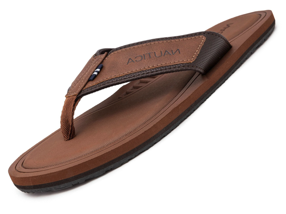 Nautica men's Logo Flip-Flop, Tan