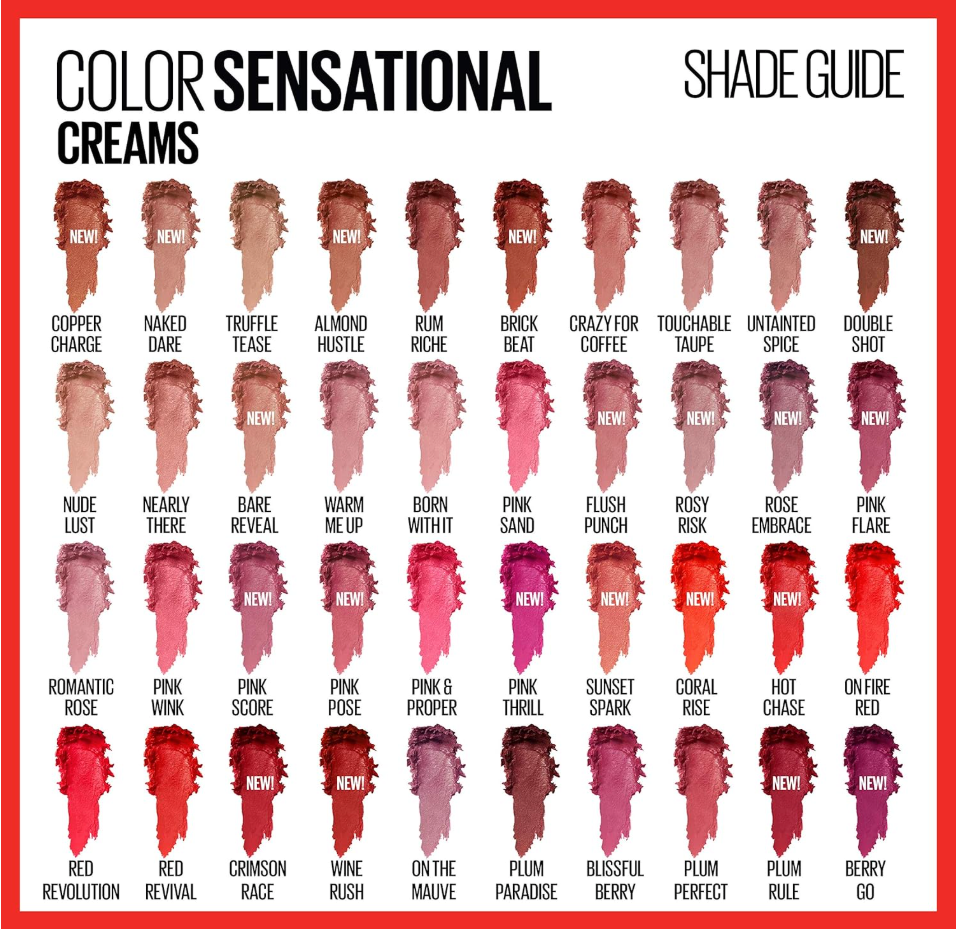 Maybelline Color Sensational The Creams, Cream Finish Lipstick, Hot Chase [333]