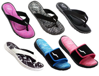 NORTY Womens Memory Foam Adult Female Flip Flops (12142) Black White