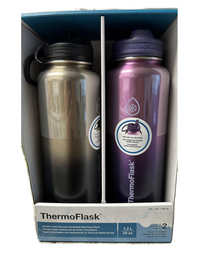 ThermoFlask  Stainless Steel Water Bottle, 40oz, Assorted Colors (2-pack)