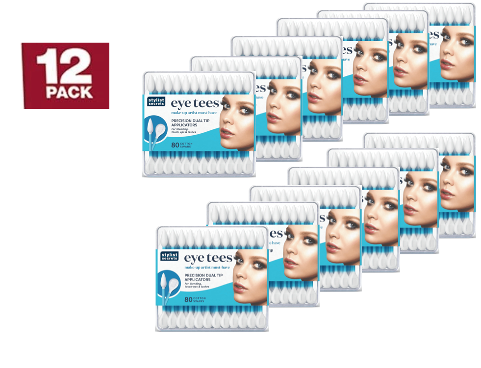 Stylist Secrets® Eye Tees Cotton Swabs tips (80 Count) (12-PACK)