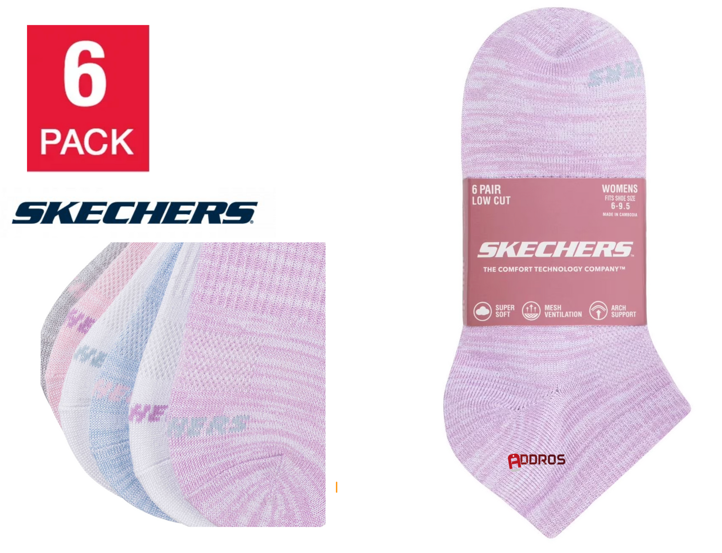 Skechers Women's Super Soft Low-Cut Sock - Assorted Colors (6-Pair)