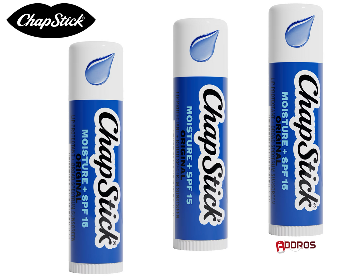 ChapStick Moisturizer Original Lip Balm Tube, SPF 15, 0.15 oz (3-Pack)