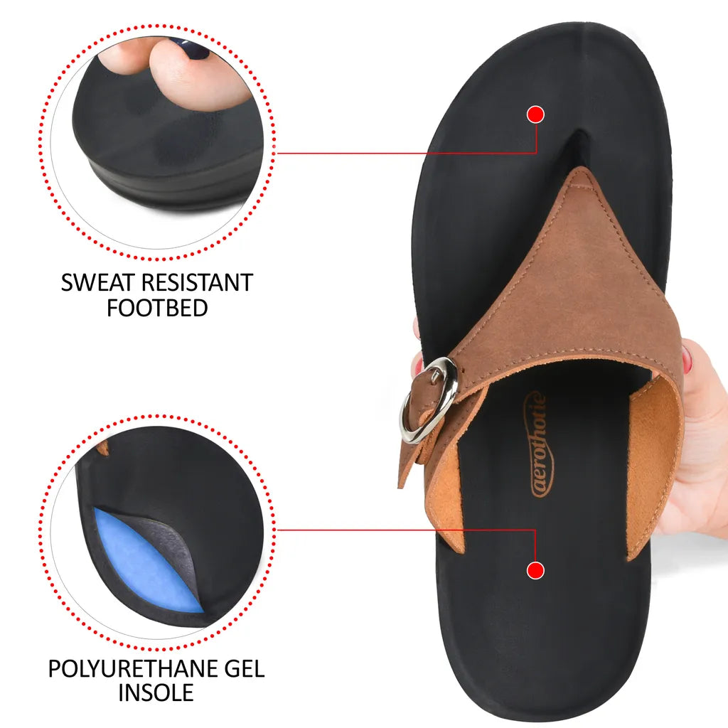Aerothotic Women's Comfortable Arch Support Sandal, Shale, Brown (L0817)